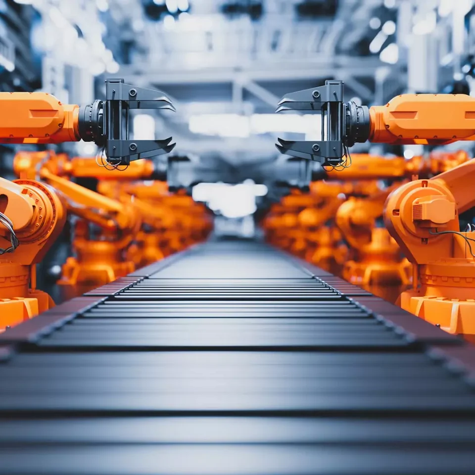 Production line with robots